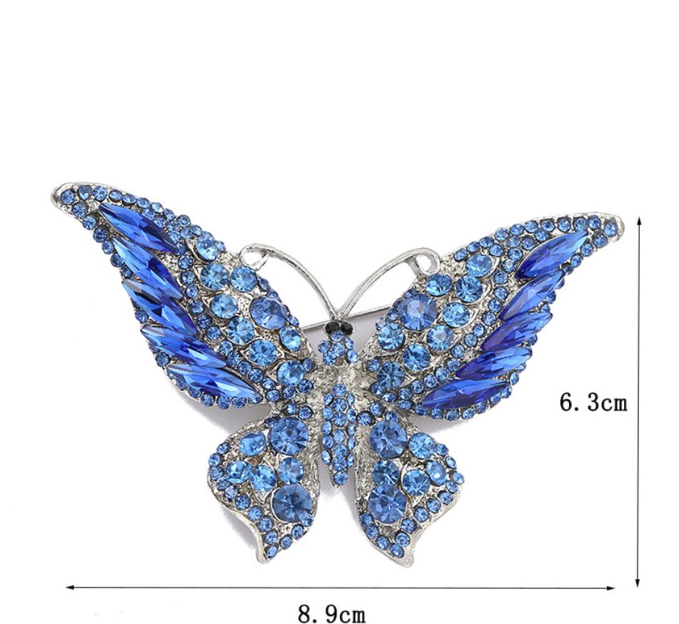 Rhinestone Butterfly Brooch Christmas Birthday Lapel Jewelry Gift Crystal Silver Plated Animal Insect Corsage Pin Bling Fashion Women Girl Accessories