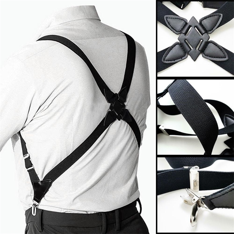 

Mens Suspenders Adjustable Braces X Shape Elastic Strap Side Clip Crossover Adult Suspensorio Trousers Apparel Accessories 220526