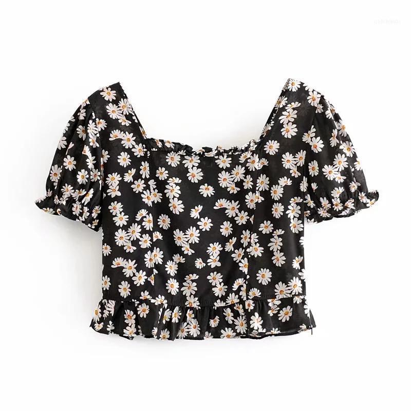 Women Sweet Daisy Printed Ruffles Short Blouse Vintage Fashion Square Collar Sleeve Shirts Girls Chic Tops1, As pic
Women Sweet Daisy Printed Ruffles Short Blouse Vintage Fashion Square Collar Sleeve Shirts Girls Chic Tops1, As pic