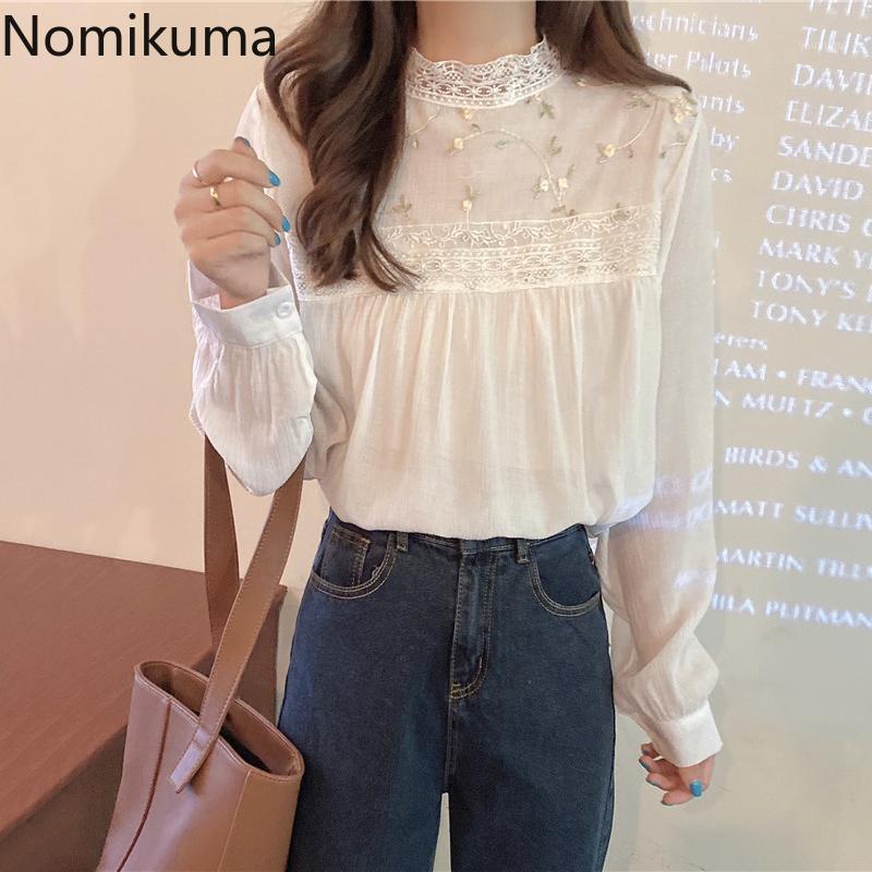 Women's Blouses & Shirts Nomikuma Lace Patchwork Stand Collar Women Flower Embroidery Long Sleeve Blouse Female Korean Style Tops 2022 Blusa, White
Women's Blouses & Shirts Nomikuma Lace Patchwork Stand Collar Women Flower Embroidery Long Sleeve Blouse Female Korean Style Tops 2022 Blusa, White