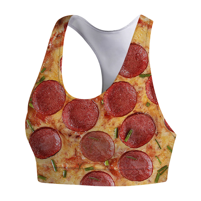 Women Sports Vest Gourmet Pizza 3D Print Sports Bra Tank Tops Yoga Running Women Fitness Bras Tank Top Women W220617