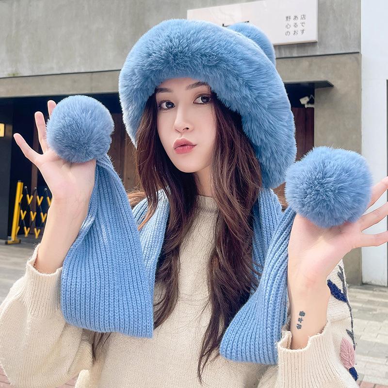 Berets 2022 Pure Color Woolen Hat Ladies Winter Cute Fur Ball Hood Warm Knitted Scarf Integrated Fashion Korean Casual Cap, White
Berets 2022 Pure Color Woolen Hat Ladies Winter Cute Fur Ball Hood Warm Knitted Scarf Integrated Fashion Korean Casual Cap, White