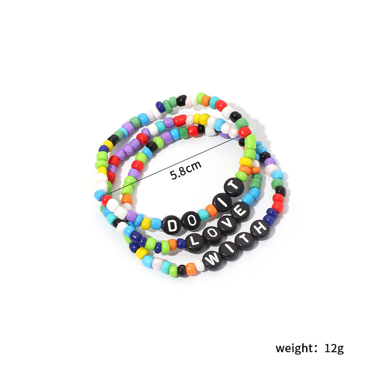 Colorful Candy Color Glass Beads Strands Bracelet DO IT Love Bangle Jewelry