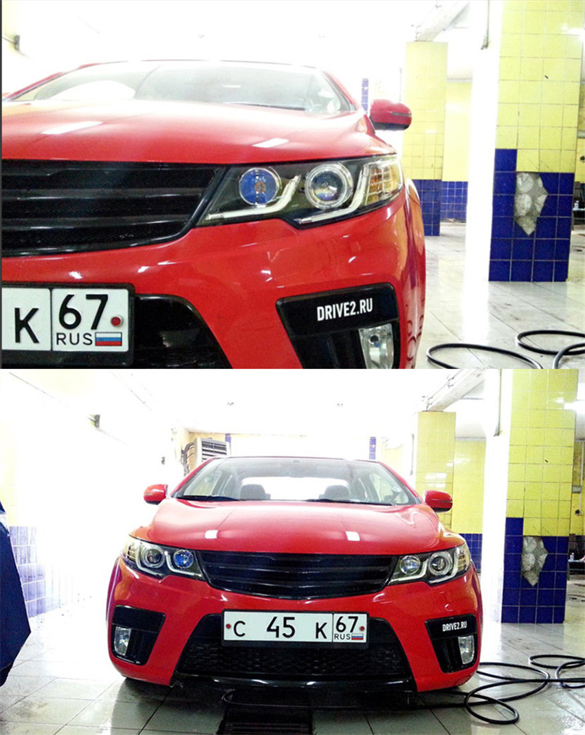 2 PCS Auto Car Head Light Parts For KIA Forte 2009-2013 LED Lamps Headlight Replacement DRL Dual Beam Lens Headlights