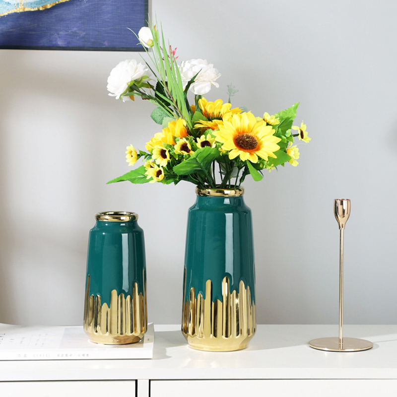Ceramic White Vase Golden Modern Decor Living Desk Accessories Interior for Home wer Vases Gift 220423