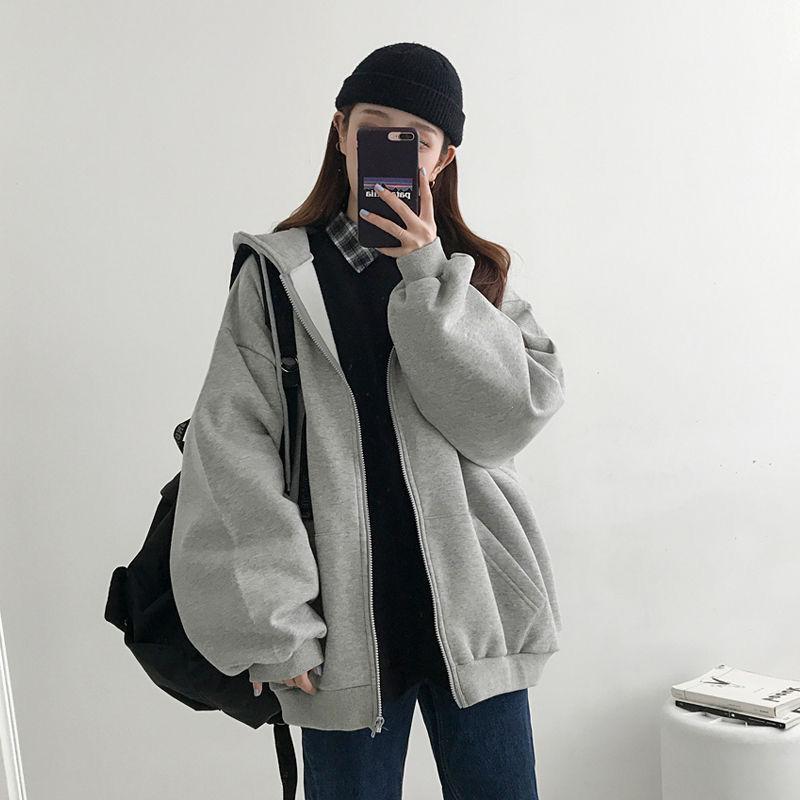 Women' Hoodies & Sweatshirts Gray Zip Up Hoodie Korean Fashion Autumn Winter Warm Thick Oversized Harajuku Vintage Casual Black Sweatshirt
Women' Hoodies & Sweatshirts Gray Zip Up Hoodie Korean Fashion Autumn Winter Warm Thick Oversized Harajuku Vintage Casual Black Sweatshirt