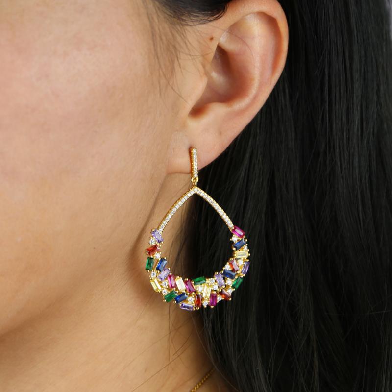 Dangle & Chandelier Spring Rainbow Baguette Cubic Zirconia Water Drop Cz Earring Luxury Women Delicate Geometry Simpe Trendy JewelryDangle
Dangle & Chandelier Spring Rainbow Baguette Cubic Zirconia Water Drop Cz Earring Luxury Women Delicate Geometry Simpe Trendy JewelryDangle