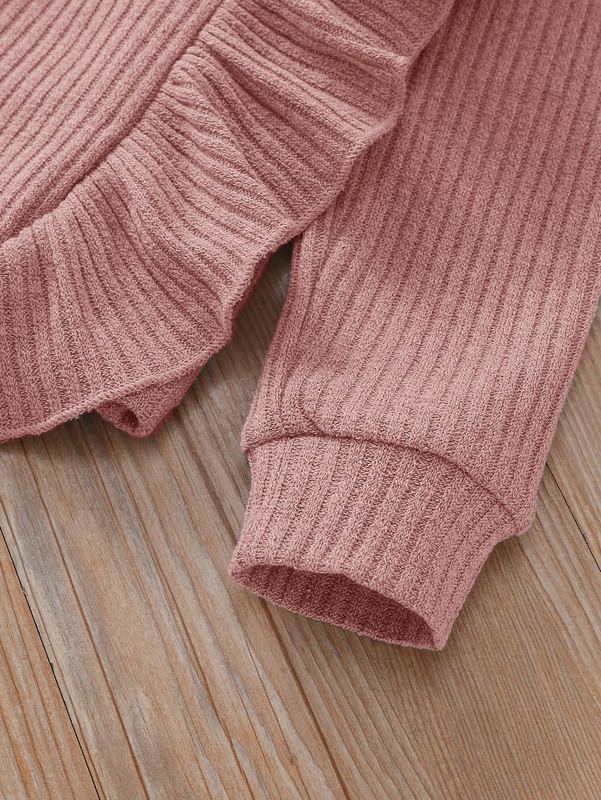 Toddler Girls Solid Ruffle Trim Top & Leggings SHE