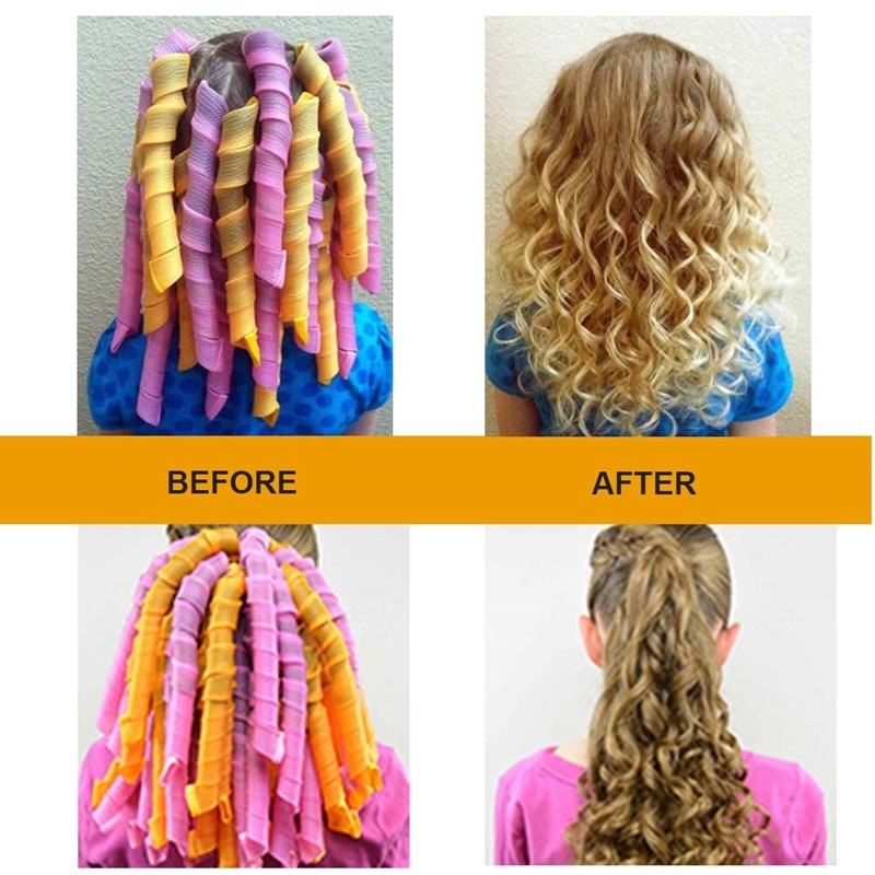 20/30/45/55/65/75cm Hair curler No heat Soft Plastic Magic hair roller Spiral Round Curls Factory wholesale W220317