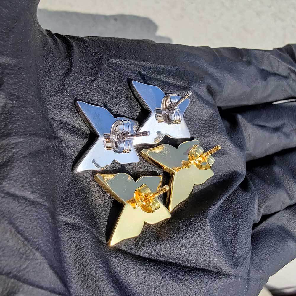 Hip Hop Full Zircon Butterfly Stud Earrings New Style Dangle Earrings 18k Gold/Platinum Plated Jewelry Wholesale