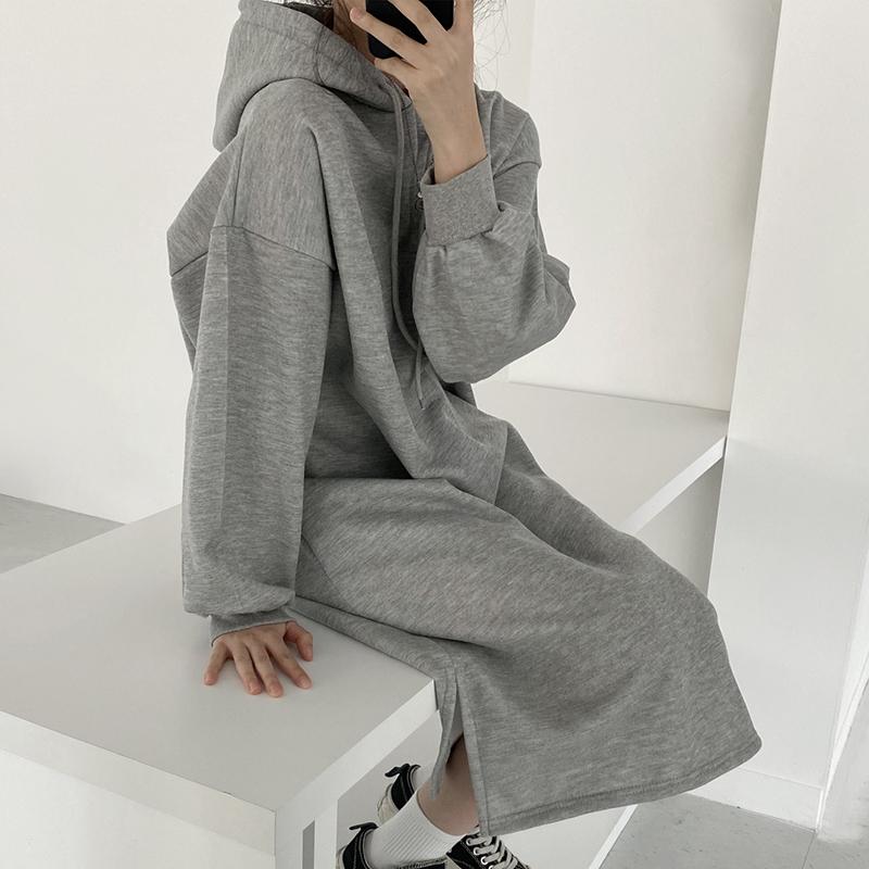 Casual Dresses Woman Dress 2022 Korea Fashion Simple Drawstring Hooded Long Puff Sleeve Velvet Thick Split Hoodie Vestidos, Gray
Casual Dresses Woman Dress 2022 Korea Fashion Simple Drawstring Hooded Long Puff Sleeve Velvet Thick Split Hoodie Vestidos, Gray