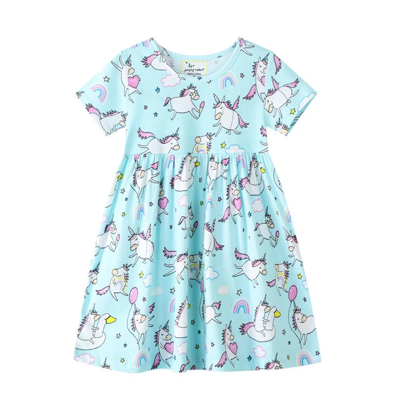 Girl's Dresses Jumping Meters Arrival Summer Animals Print Cotton Baby Girls Unicorns Dress Fashion Princess ClothingGirl's Girl'sGirl's, T6879 watermelon