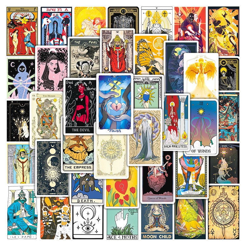 50Pcs Tarot Card Stickers Prediction Card Graffiti Kids Motorcycle Skateboard Bicycle Decal
