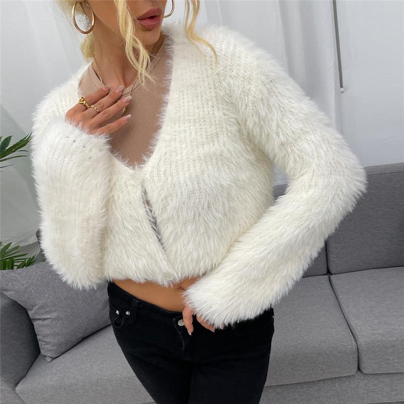 Women' Knits & Tees Knitted Cardigan Short Women Crop Sweater Sweaters Basic Soft Knitwear Streetwear Female, White
Women' Knits & Tees Knitted Cardigan Short Women Crop Sweater Sweaters Basic Soft Knitwear Streetwear Female, White