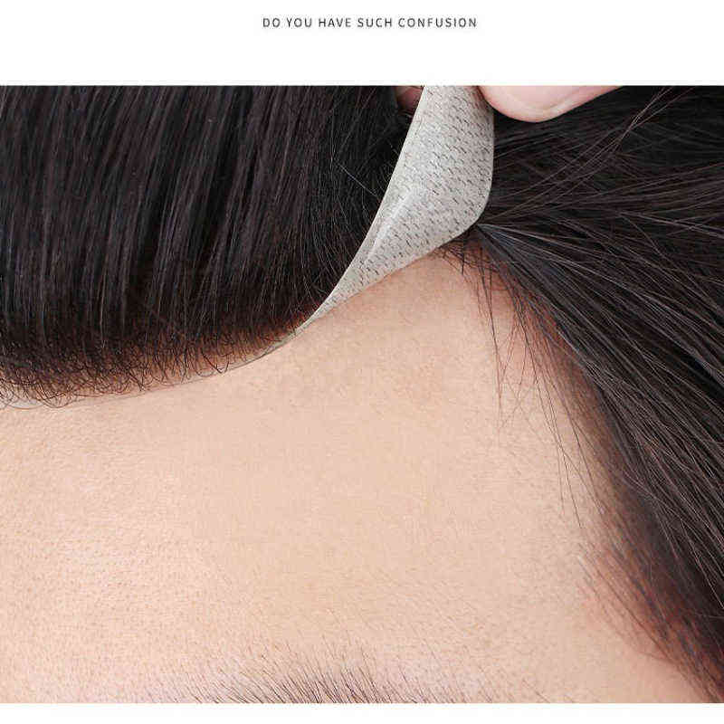 Piece For Men 100% Human Front Wig Remy Hair With Thin Skin Basic Natural Haire Toupee L220809