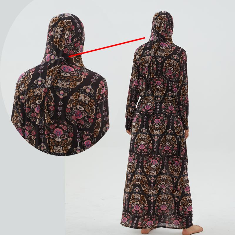 Ethnic Clothing Ramadan Muslim Women's 1 Piece Prayer Garment With Attached Hijab Belt Solabdress Jilbab Long Enough To Cover The Whole B4