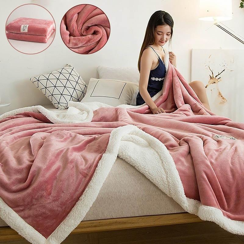 Blankets Coral Blanket In Winter Thick Double Layer Solid Color Warm Super Soft Lamb Wool
Blankets Coral Blanket In Winter Thick Double Layer Solid Color Warm Super Soft Lamb Wool