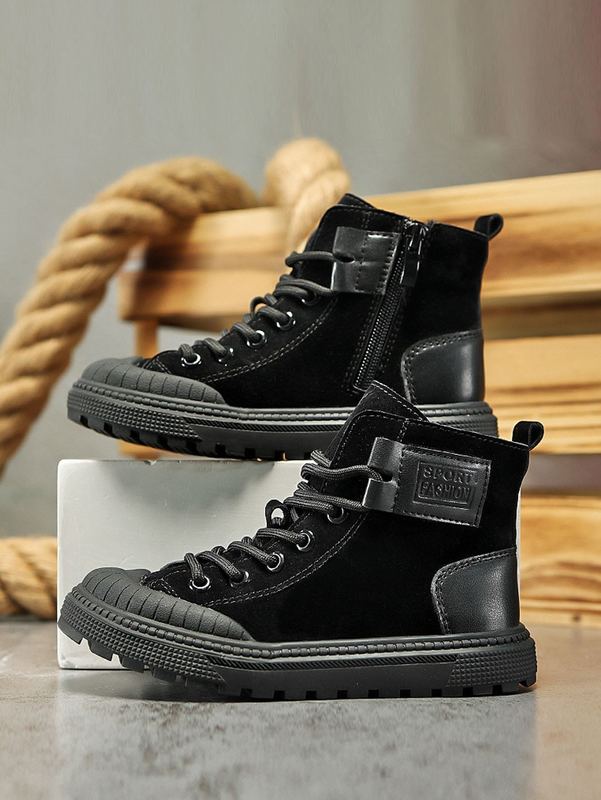 Boys Lace-up Front High Top Skate Shoes SHE