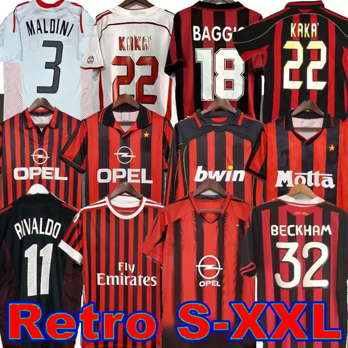 Retro shirt home 96 97 99 Gullit SOCCER JERSEY 02 03 04 05 Maldini Van Basten aC football RONALDO KAKA Inzaghi 06 07 09 10 Rivaldo SHEVCHENKO Baresi Nesta Seedorf MILANs