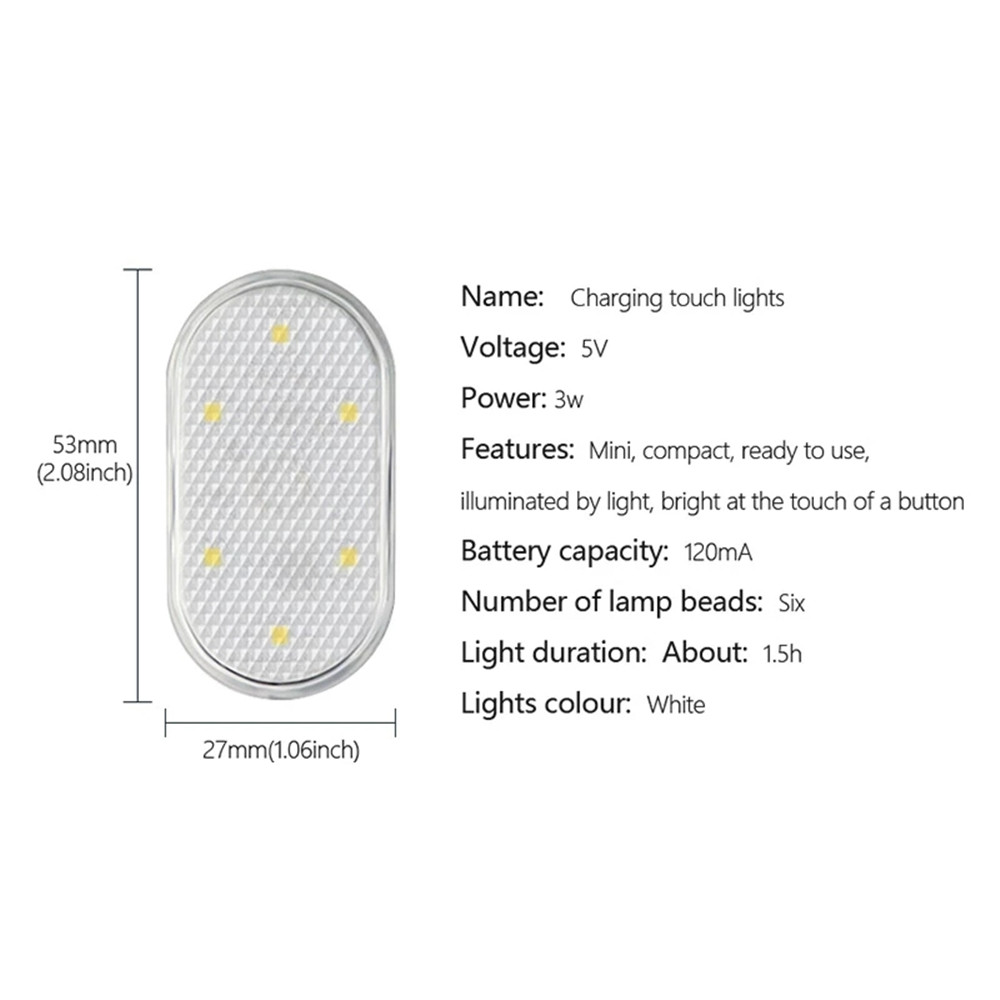 Universal Wireless Car Interior LED Lights Auto Mini Roof Ceiling Reading Lamp 5V Finger Touch Sensor Magnetic Attraction Styling Dome Light USB Recha
