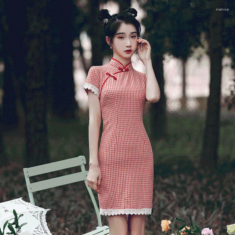 Ethnic Clothing Chinese Dress Vintage Plaid Women Oriental Robe Cheongsam Modern Qipao Female China Elegant Casual Party Year Clothes Qi Pao
Ethnic Clothing Chinese Dress Vintage Plaid Women Oriental Robe Cheongsam Modern Qipao Female China Elegant Casual Party Year Clothes Qi Pao