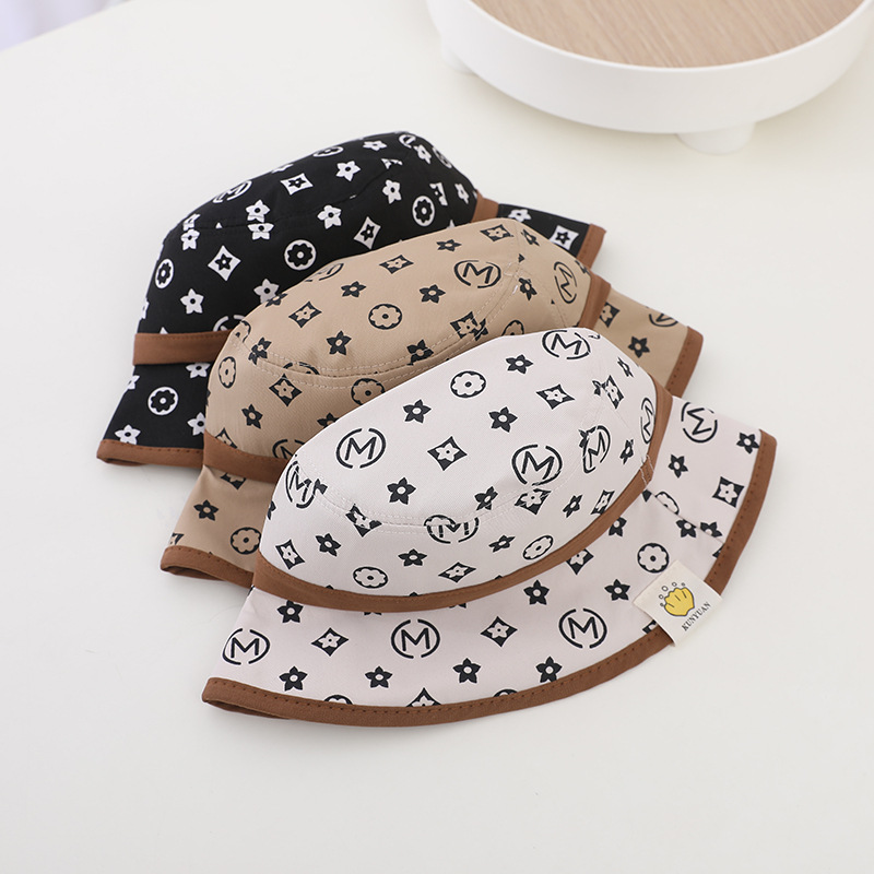 Summer Spring Cotton Baby Bucket Hat for Children Boy Girl Print Beach Cap Sun-resistant Visor Outdoor Fisherman Hat