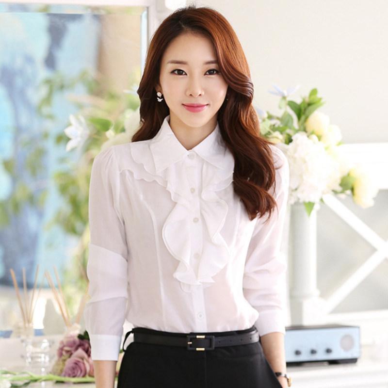 Women' Blouses & Shirts Korean Women Chiffon Woman Ruffles Blouse Shirt Office Lady Long Sleeve Tops Plus Size White
Women' Blouses & Shirts Korean Women Chiffon Woman Ruffles Blouse Shirt Office Lady Long Sleeve Tops Plus Size White