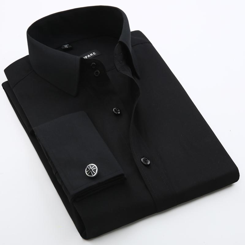 Men's Dress Shirts French Cuff Long Sleeve Tuxedo Shirt High Quality Regular Fit Male Social Wedding Evening With Cufflinks