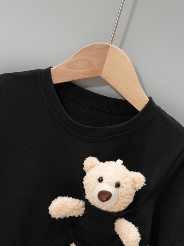 Little girl 3D bear decoration T-shirt dress SHE