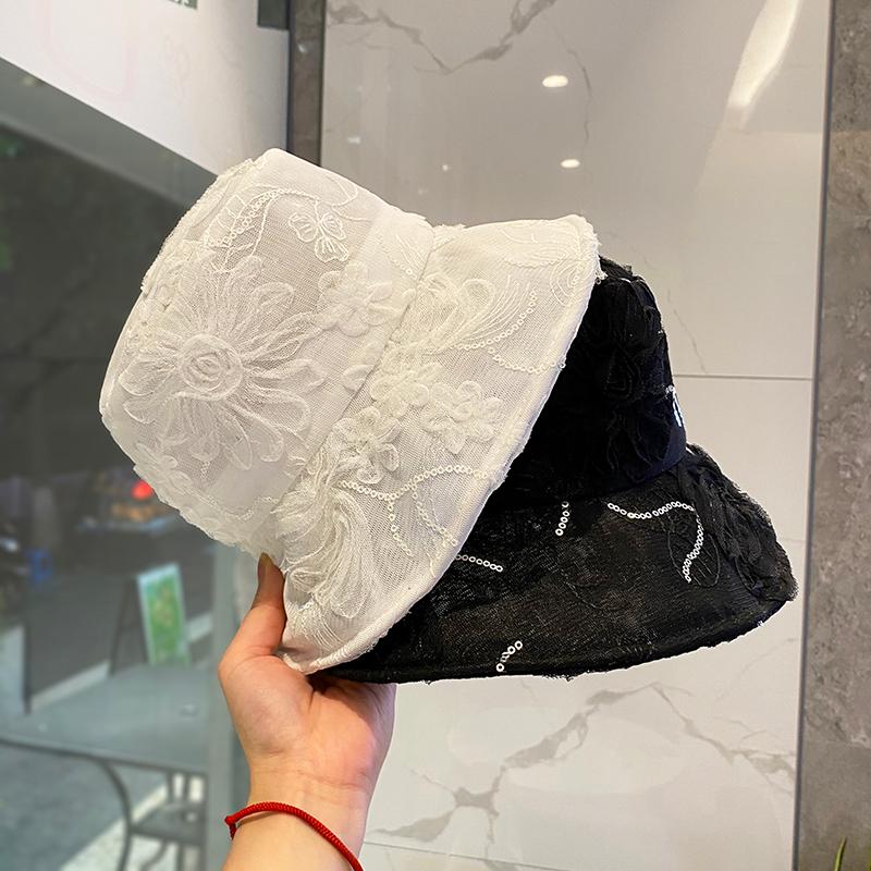 Berets Buckets Hat Women Transparent Lace Flower Sequin Beach Panama Hats High Top Female Fashion Sun Lady Cap Summer TravelBerets, White
Berets Buckets Hat Women Transparent Lace Flower Sequin Beach Panama Hats High Top Female Fashion Sun Lady Cap Summer TravelBerets, White