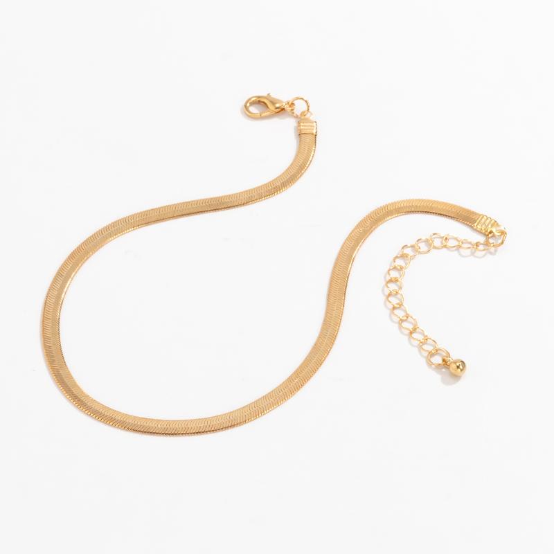 Anklets Gothic Basic Simple Flat Blade Snake Chain Bracelet On The Leg For Men Women Punk Gold Color Copper Anklet Kpop Foot Jewelry