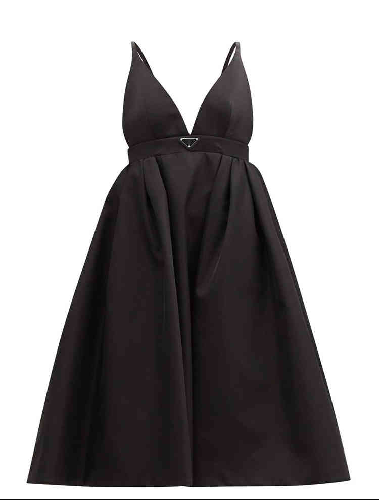 

design spring new sexy wrapped chest V-neck suspender skirt versatile slim dress women' dress, Black