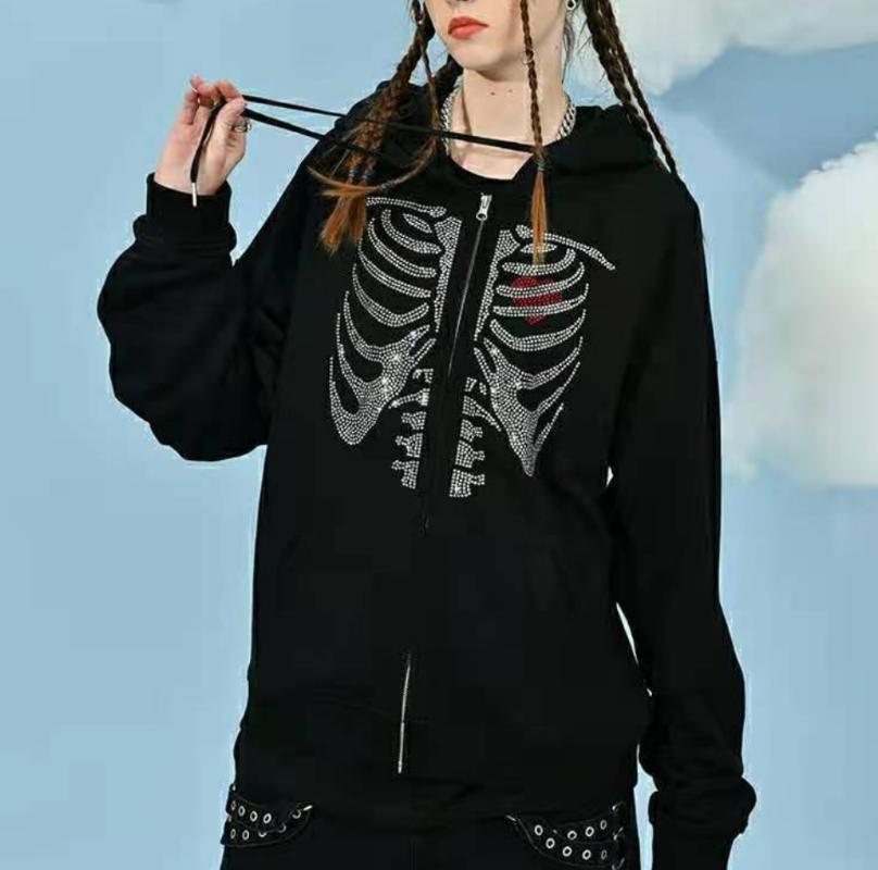 Women' Hoodies & Sweatshirts Women Halloween Hooded Skeleton Heart Pattern Long Sleeve Zipper Up Cardigan Autumn Casual Loose SweatshirtsWo
Women' Hoodies & Sweatshirts Women Halloween Hooded Skeleton Heart Pattern Long Sleeve Zipper Up Cardigan Autumn Casual Loose SweatshirtsWo