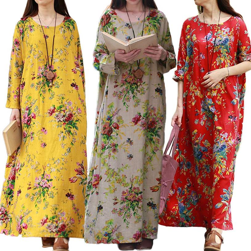 FASHION Women Spring Long Dresses Plus Size S-5XL Cotton Linen Maxi Dress Vintage Loose Floral Print Boho Dress Beach Robe female229a, Khaki
FASHION Women Spring Long Dresses Plus Size S-5XL Cotton Linen Maxi Dress Vintage Loose Floral Print Boho Dress Beach Robe female229a, Khaki