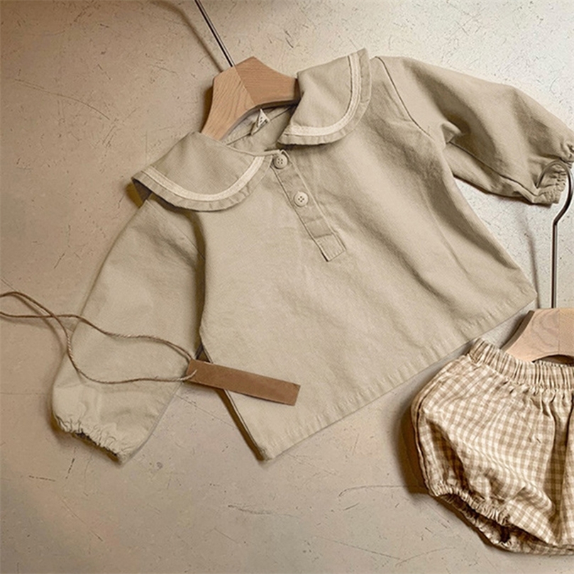 Toddler Baby Girls Boys Clothing Suit Corduroy T-Shirt Tops+Plaid PP Shorts Spring Autumn Korean Style Clothes 220507