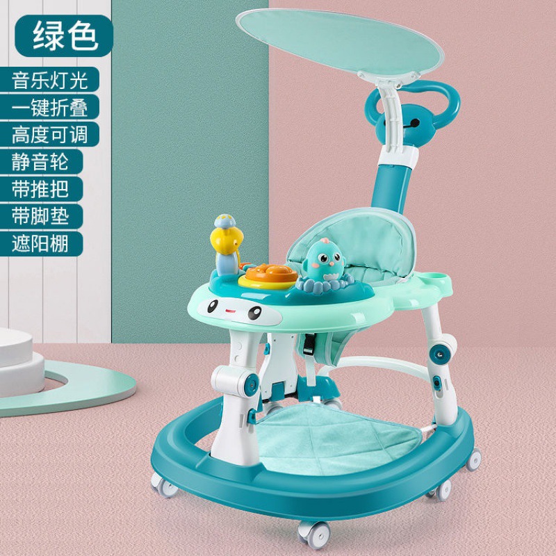 Baby Walker with 6 Mute Rotating Wheels Anti Rollover Multifunctional Child Walker Seat Walking Aid Assistant Toy 976 D3