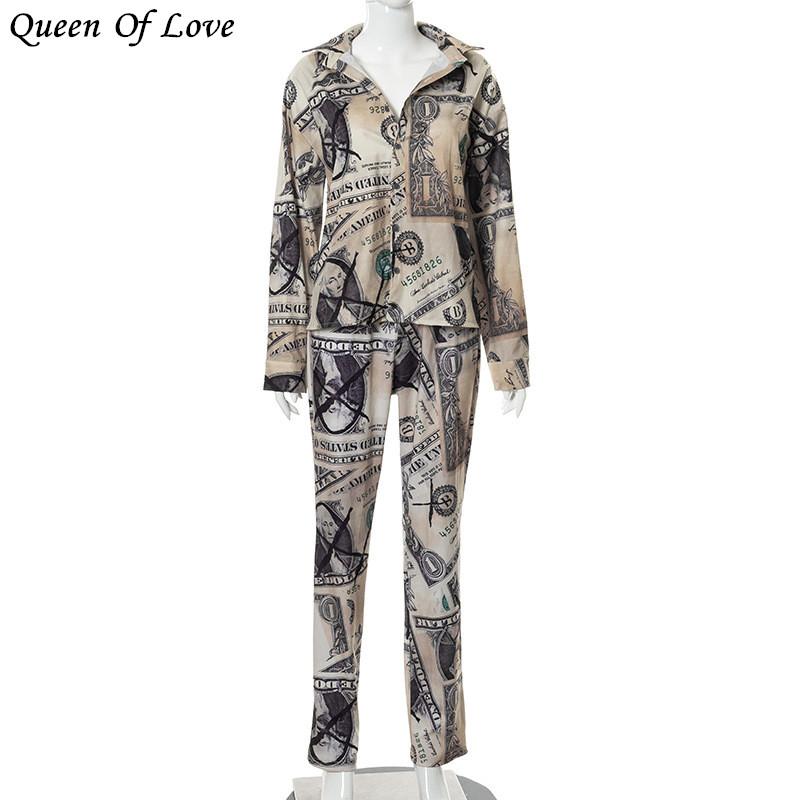 Women' Two Piece Pants Dollar Money Print Sleepwear Pajamas Suit Outfits 2022 Fashion Elegant 2 Women Long Sleeve Blouse Pant Matching SetW
Women' Two Piece Pants Dollar Money Print Sleepwear Pajamas Suit Outfits 2022 Fashion Elegant 2 Women Long Sleeve Blouse Pant Matching SetW