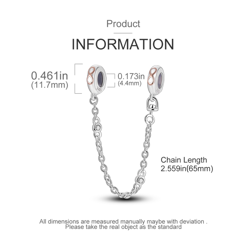 S925 Sterling Silver Pendant Charms for Original box Heart Safety Chain European Bead Charms Bracelet Necklace