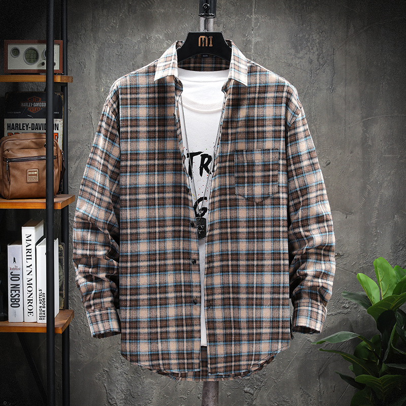Plaid shirt Men long Sleeve Shirt Casual Social Slim male Cotton Mens Dress s 4XL 5XL Legible 220322