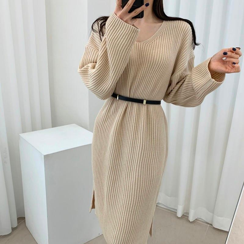 Casual Dresses Split Knitted Dress Loose Female Autumn Winter Sueter Mujer Elegant Robe Femme Party Vintage Vestidos, Black;gray
Casual Dresses Split Knitted Dress Loose Female Autumn Winter Sueter Mujer Elegant Robe Femme Party Vintage Vestidos, Black;gray