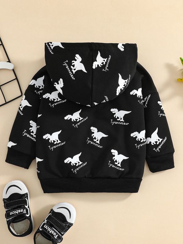 Baby Letter And Dinosaur Print Hoodie SHE