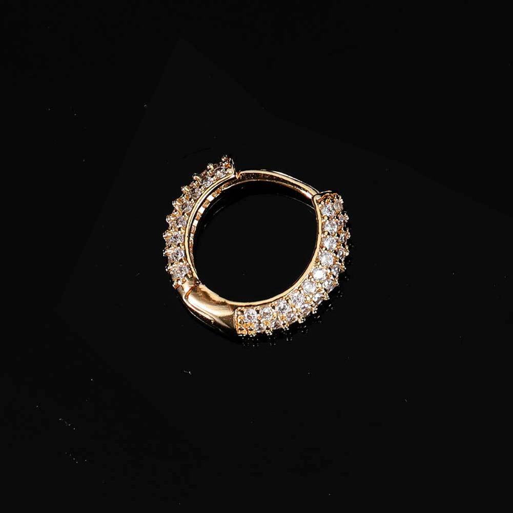 Charm Circle Hoop Earring Full White Zircon Copper 18K Real Gold Plated Huggie Earring Jewelry