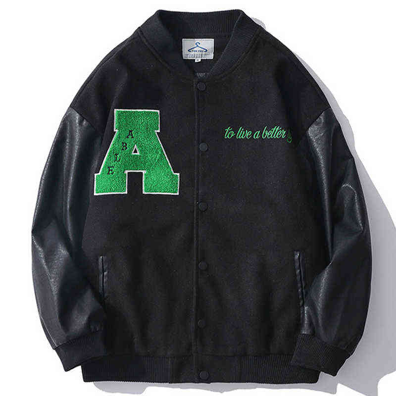 Men's Baseball Jacket 2021 Spring Letter Embroidery Patch PU Leather Bomber Jacket College style Black Couples Fit Motorcycle T220728
Men's Baseball Jacket 2021 Spring Letter Embroidery Patch PU Leather Bomber Jacket College style Black Couples Fit Motorcycle T220728
