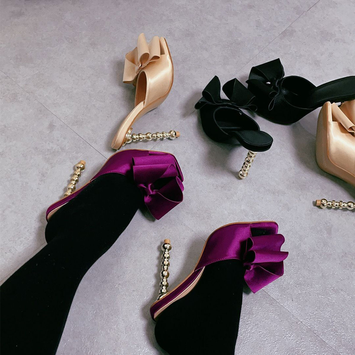 Women Sandals Shoes Super High Heel Dress Pumps Slip on Summer Silk Stilettos Solid Wedding Party Classic Fashion HM486