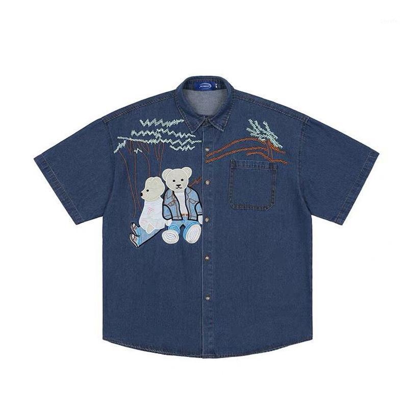Women's Blouses & Shirts Summer Denim Shirt Women Oversize Vintage Loose Short Sleeve Blouse Cartoon Bear Embroidery Harajuku Tooling, Blue
Women's Blouses & Shirts Summer Denim Shirt Women Oversize Vintage Loose Short Sleeve Blouse Cartoon Bear Embroidery Harajuku Tooling, Blue