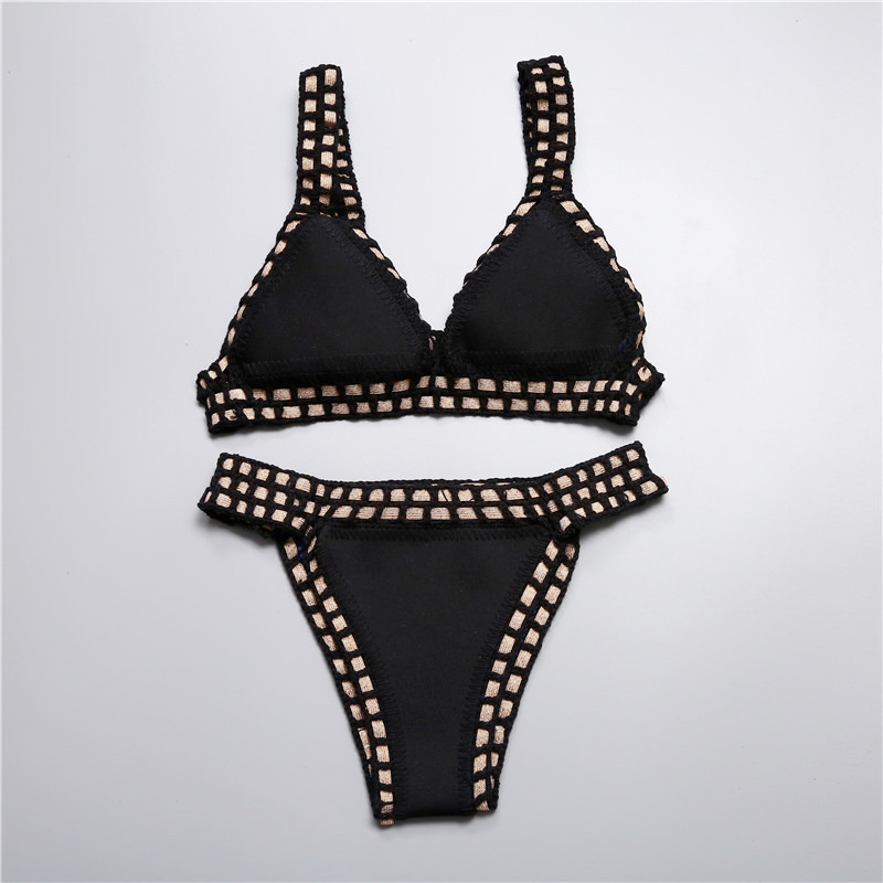 Women Bikini Set Reversible Swimwear Beachwear Sexy Low Waist Handmade Knit Swimsuit Female Bathing Suit Swimming 220611