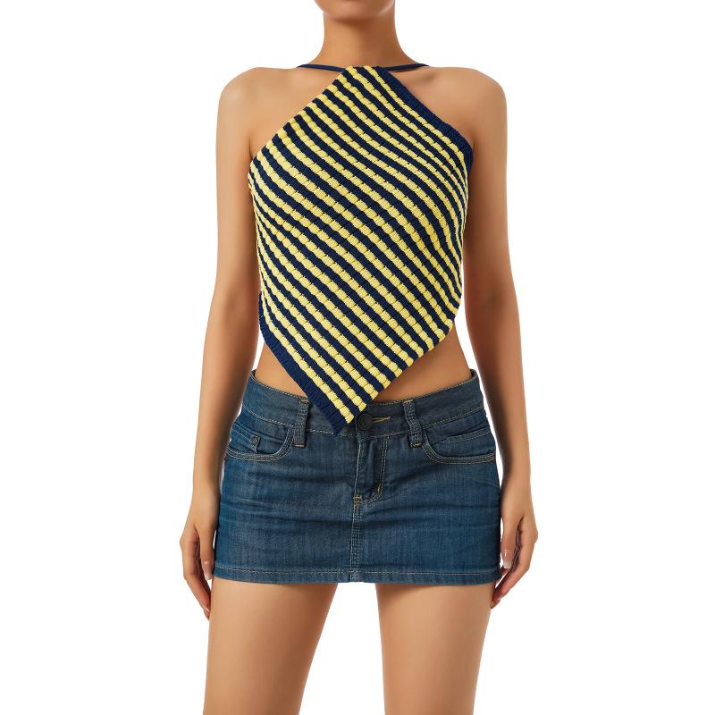 Women' Tanks & Camis Sexy Stripe Knitted Camisole Women Sleeveless Backless Tie Up Slim Tank Summer Casual Irregular Crop Top StreetwearWom, Blue
Women' Tanks & Camis Sexy Stripe Knitted Camisole Women Sleeveless Backless Tie Up Slim Tank Summer Casual Irregular Crop Top StreetwearWom, Blue