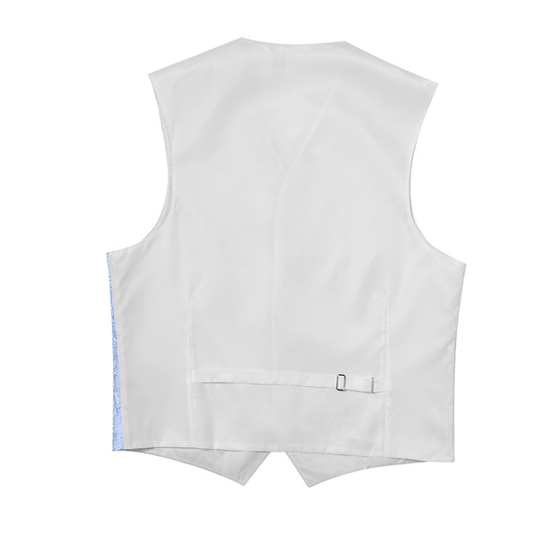 Men's Sky Blue Paisley Floral Jacquard Dress Vest & Necktie & Square Wedding Groom Party Dinner Dress Vest Men Gilet Homme 220725