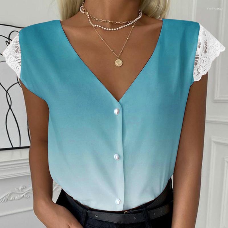 Women' Blouses & Shirts Gradient Lace Sleeve Women Tops V Neck Short Button Lady Vintage Casual Loose Female BlousesWomen' Chee22, Blue
Women' Blouses & Shirts Gradient Lace Sleeve Women Tops V Neck Short Button Lady Vintage Casual Loose Female BlousesWomen' Chee22, Blue