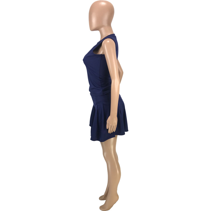 New Wholesale Women Dress Sets Summer Outfits Solid Sleeveless T Shirt+shorts Skirts Two Piece Sets Casual Matching Set Party Skirt Suits 7314